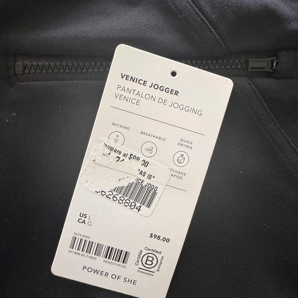 Athleta high rise Venice jogger black womens L $99 zip pockets athletic - Picture 5 of 8